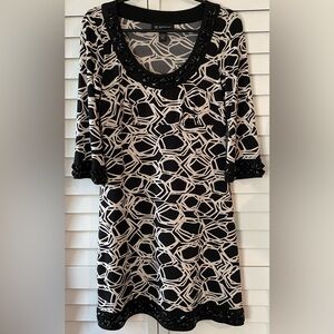 Black & White Beaded Dress Petite EUC